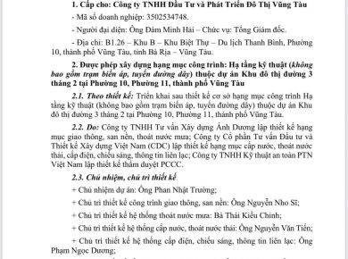 Giấy phép xây dựng dự án Blanca Vũng Tàu